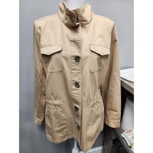 Talbots Utility Jacket Drawstring Cotton Khaki Women’s L
